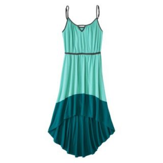 Merona Womens Knit Colorblock High Low Hem Dress   Sunglow Green/Turquoise   S