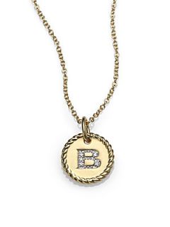 David Yurman Initial Pendant with Diamonds in Gold on Chain   B