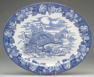 Enoch Wood & Sons Turkey Blue 21 Oval Serving Platter, Fine China Dinnerware  