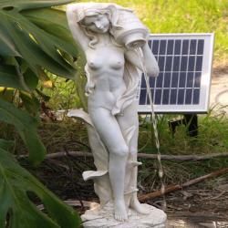 Standing Girl Pond Fountain With Solar Pump Kit (Off whiteSolar Module Multi crystalline silicon 2 watt solar cells DC Brushless pump operation voltage 6 to 12 volt DC with 16.4 feet cable Water lift 27.55 inches Statue dimension 6 inches long x 15 in