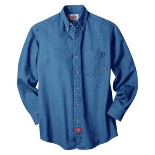 Dickies Mens Relaxed Fit Denim Work Shirt   Stone Washed Blue M