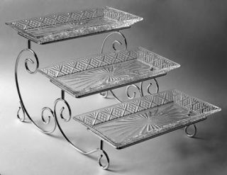 Godinger Crystal Dublin 3 Step Metal Buffet Stand w/Crystal Trays   Shannon Coll