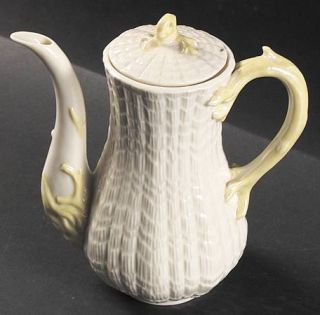 Belleek Pottery (Ireland) Tridacna Yellow Coffee Pot & Lid, Fine China Dinnerwar