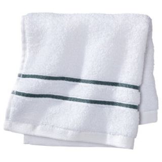 Fieldcrest Luxury Wash Cloth   White/Aqua Stripe