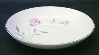 Knight Crest Innocence Coupe Soup Bowl, Fine China Dinnerware   Pink Roses,Gray