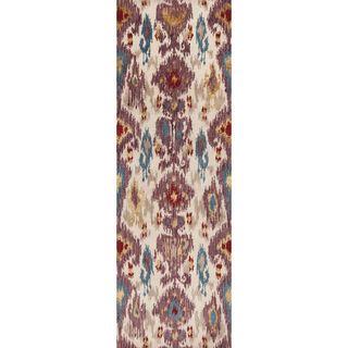 Hand tufted Sigma Rosewood Ikat Wool Rug (26 X 8)