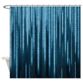 Blue Binary Rain Shower Curtain  Use code FREECART at Checkout