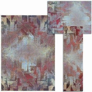 Nourison Abstract Living Collection Multicolored 3 piece Rug Set