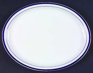 Reading China Rdh4 13 Oval Serving Platter, Fine China Dinnerware   Blue Band/V