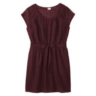 Merona Womens Plus Size Short Sleeve Lace Overlay Dress   Berry 2X
