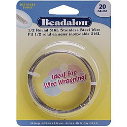 Beadalon Stainless Steel Half Round 20 gauge Wrapping Wire
