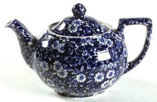 Staffordshire Calico Blue (Burleigh Stamp) Mini Teapot & Lid, Fine China Dinnerw