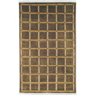 Hand knotted Lexington Plaid Soft Green Wool Rug (4 X 6)