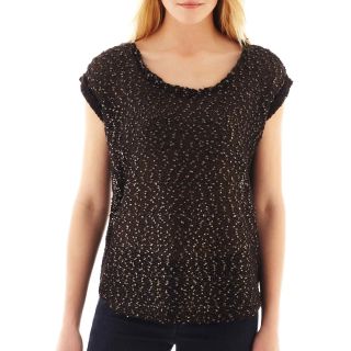 Mng By Mango Short Sleeve Foil Sweater, Black, Womens