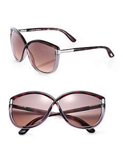 Tom Ford Eyewear Abbey Oversized Crossover Sunglasses   Silver Tortoise