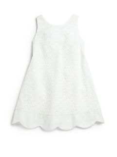 Anavini Toddlers & Little Girls Eyelet Dress   White