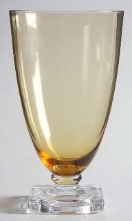 Unknown Crystal Unk7391 Water Goblet   Amber Bowl,Square Foot