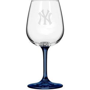 New York Yankees Boelter Brands Satin Etch Wine Glass