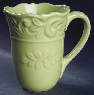  Isabella Sage Green Mug, Fine China Dinnerware   Home Collection,Emboss
