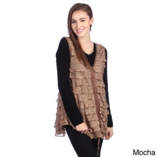 Lily Womens Ruffled Tie front Vest