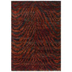 Hand knotted Vegetable Dye Tiger Red/ Black Rug (5 X 8)
