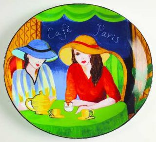 Misono Cafe Paris Dinner Plate, Fine China Dinnerware   French Cafe Scenes, Blac