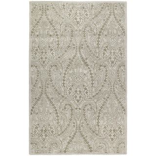 Lawrence Beige Damask Hand tufted Wool Rug (8 X 11)