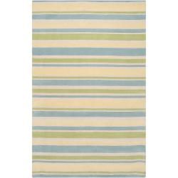 Somerset Bay Loomed Green South Hampton Striped Plush Wool Rug (5 X 8)