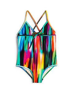 MILLY MINIS Toddlers & Little Girls Brushstrokes One Piece Bathing Suit   Colo