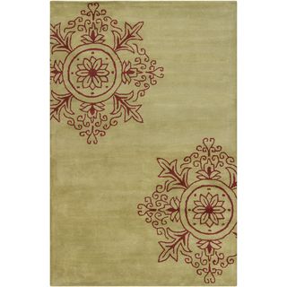 Filament Green Abstract Wool Area Rug (5 X 76)