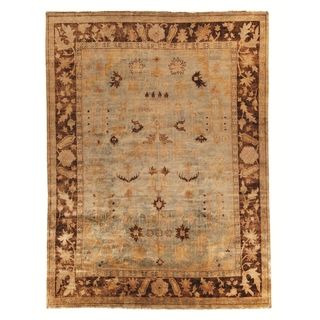 Safavieh Hand knotted Oushak Soft Green/ Rust Wool Rug (8 X 10)