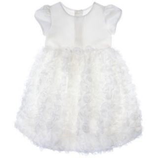 Rosenau Infant Toddler Girls Rosette Capsleeve Dress   White 3T