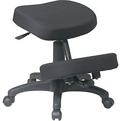 Office Star Ergonomically Designed Knee Chair With 5 Star Base (Black Materials Fabric, foam, plastic, metalThick padded seat and knee pad with memory foamPneumatic seat height adjustmentHeavy duty nylon base dual wheel carpet castersWeight capacity 250