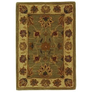 Handmade Heritage Kerman Green/ Gold Wool Rug (2 X 3) (GreenPattern OrientalMeasures 0.625 inch thickTip We recommend the use of a non skid pad to keep the rug in place on smooth surfaces.All rug sizes are approximate. Due to the difference of monitor c