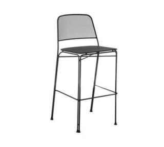 EmuAmericas Stacking Barstool w/ Extended Steel Mesh Back & Seat, Foot Rest, Black