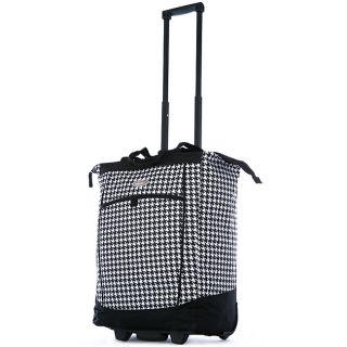 Olympia 20 inch Black And White Houndstooth Rolling Shopper Tote