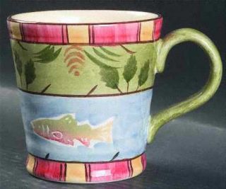 Bella Timberline Mug, Fine China Dinnerware   Multimotif, Green/Brown Leaves Ban