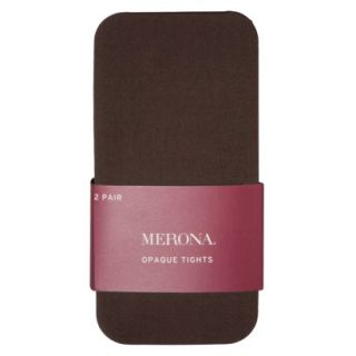 Merona Womens 2 Pack Opaque And Ribbed Tights   Brown Glove S/M