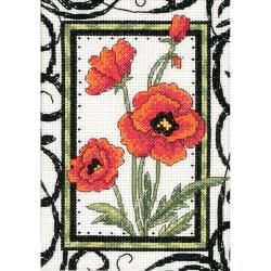 Blooming Poppies Mini Counted Cross Stitch Kit 5x7