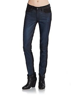 RBW 23 Mixed Media Skinny Jeans   Black Leather