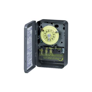 Intermatic T101P201 Timer, 120V SPST 24Hour Mechanical Pool Timer w/ Heater Cutoff Switch in Plastic Case