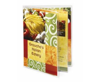 Tablecraft 6 Panel Transparent Vinyl Menu Cover, 8.5 x 11 in