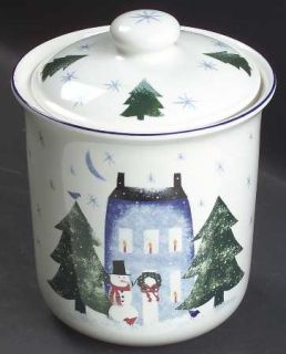 Nikko Winter Wonderland Cookie Jar and Lid, Fine China Dinnerware   Houses&Trees