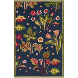 Safavieh Four Seasons Stain Resistant Hand hooked Navy Rug (26 X 4)