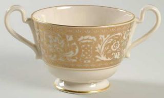 Franciscan Renaissance Gold Sugar Bowl No Lid, Fine China Dinnerware   White Flo