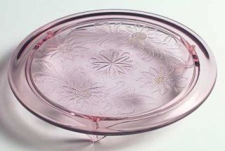 Jeannette Sunflower Pink Footed Cake Plate   Pink                Depression Glas
