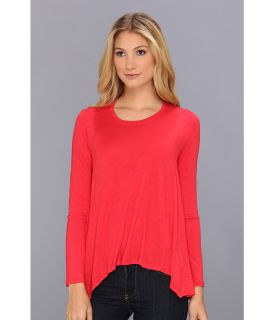 BCBGMAXAZRIA Astril Top w/ Scarf Hem Womens Long Sleeve Pullover (Red)