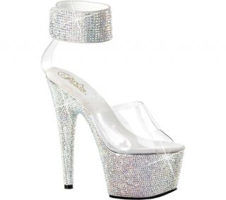 Womens Pleaser Bejeweled 712RS   Clear/Silver Multi Rhinestones Velcro Shoes