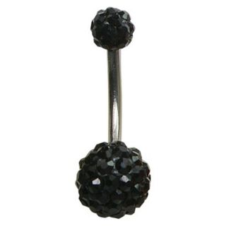 Womens Supreme Jewelry Curved Barbell Belly Ring with Stones   Silver/Black