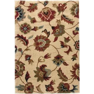 Cliffs Ivory Floral Shag Area Rug (5 X 7) (Air twist polypropyleneLatex NoConstruction Method Machine madePile Height 1.1 inchesStyle ContemporaryPrimary color IvorySecondary colors Red, Green, Blue, Olive, BlackPattern AbstractTip We recommend th